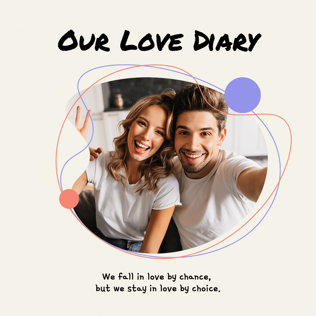 Literary Hand Painted Line ELement Couple Love Diary Instagram Post