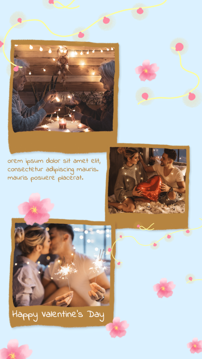 Literary Style Flower Element Valentine's Day Couple Record Instagram Story