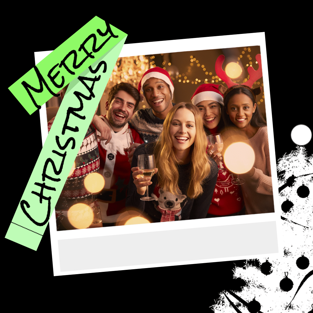 Christmas Party Family Friends Polaroid Style Instagram Post