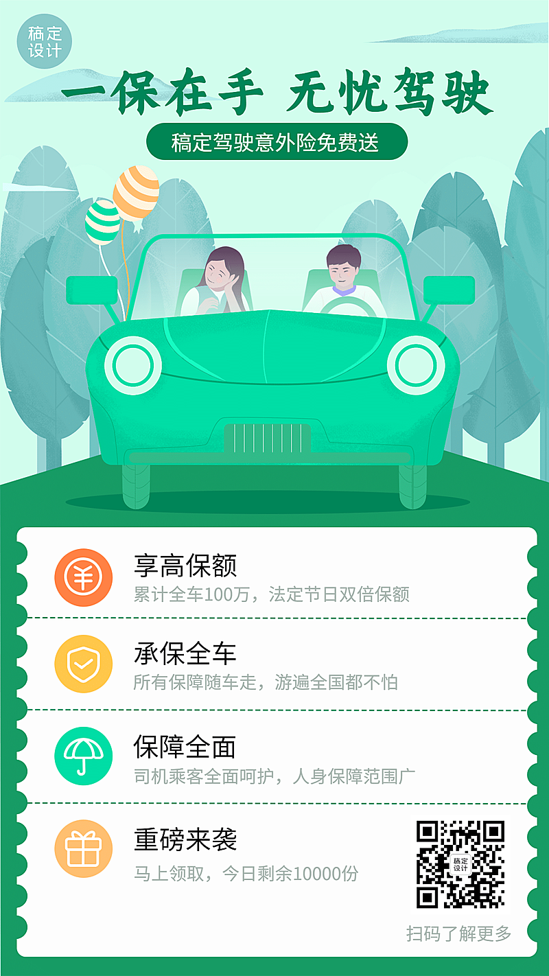 金融保险驾乘意外险产品介绍竖版海报