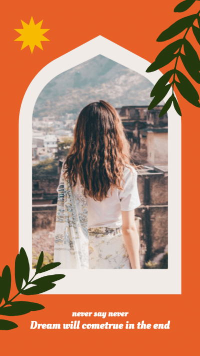 Literary Hand Painted Leaves Frame Travel Record Instagram Story