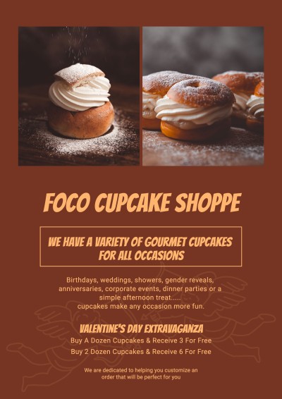 Cupcakes Desert Shop Valentine's Day Promotion Flyer