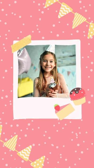 Cartoon Style Birthday Girl Instagram Story