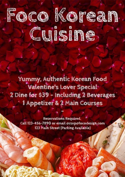 Korean Cuisine Valentine's Day Festival Promotion Poster