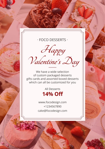 Happy Valentine’s Day Dessert Discount Sales Flyer
