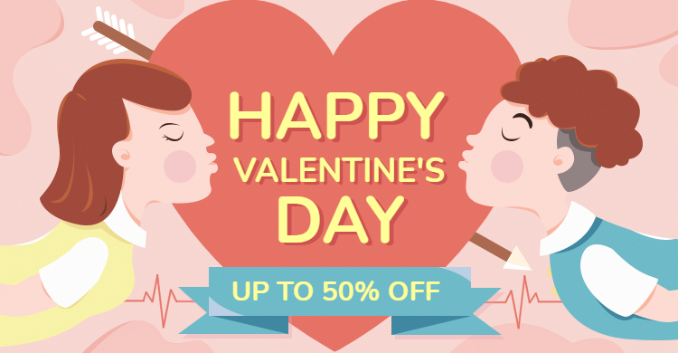 简约跨境电商情人节促销海报banner预览效果