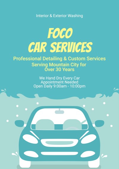 Cartoon Style Car Wash Service Introduction Promotion Flyer