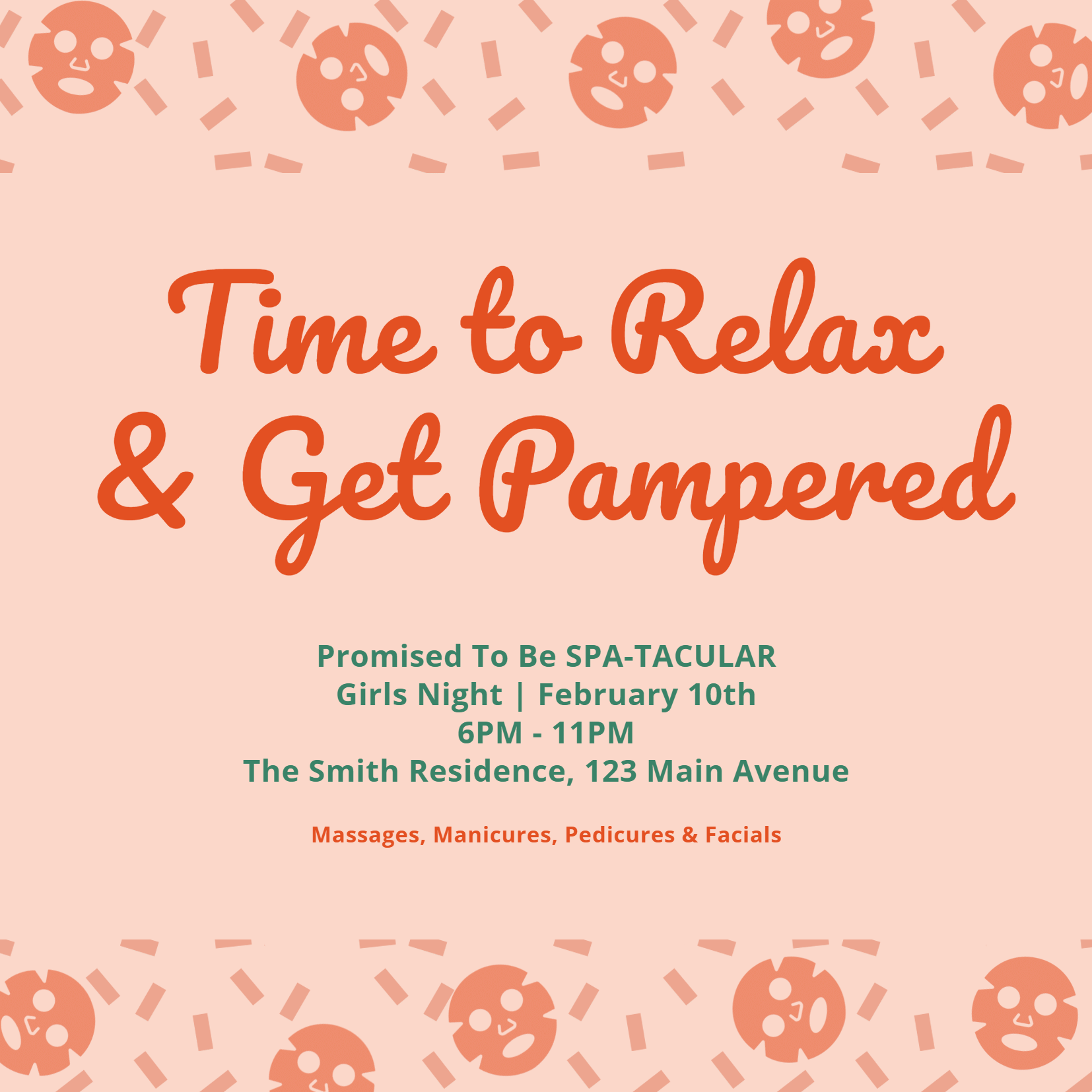 Spa Theme Party Invitation Simple Fashion Style