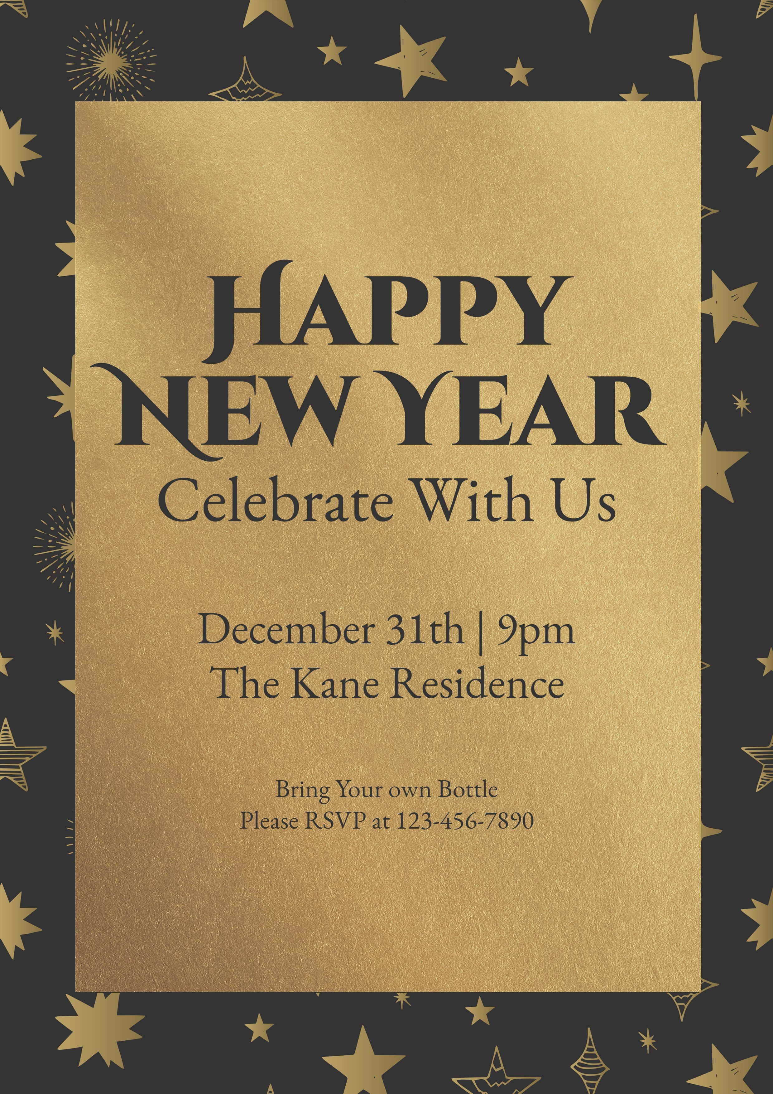 Luxury Style Gold Star Element New Year Party Propaganda Poster