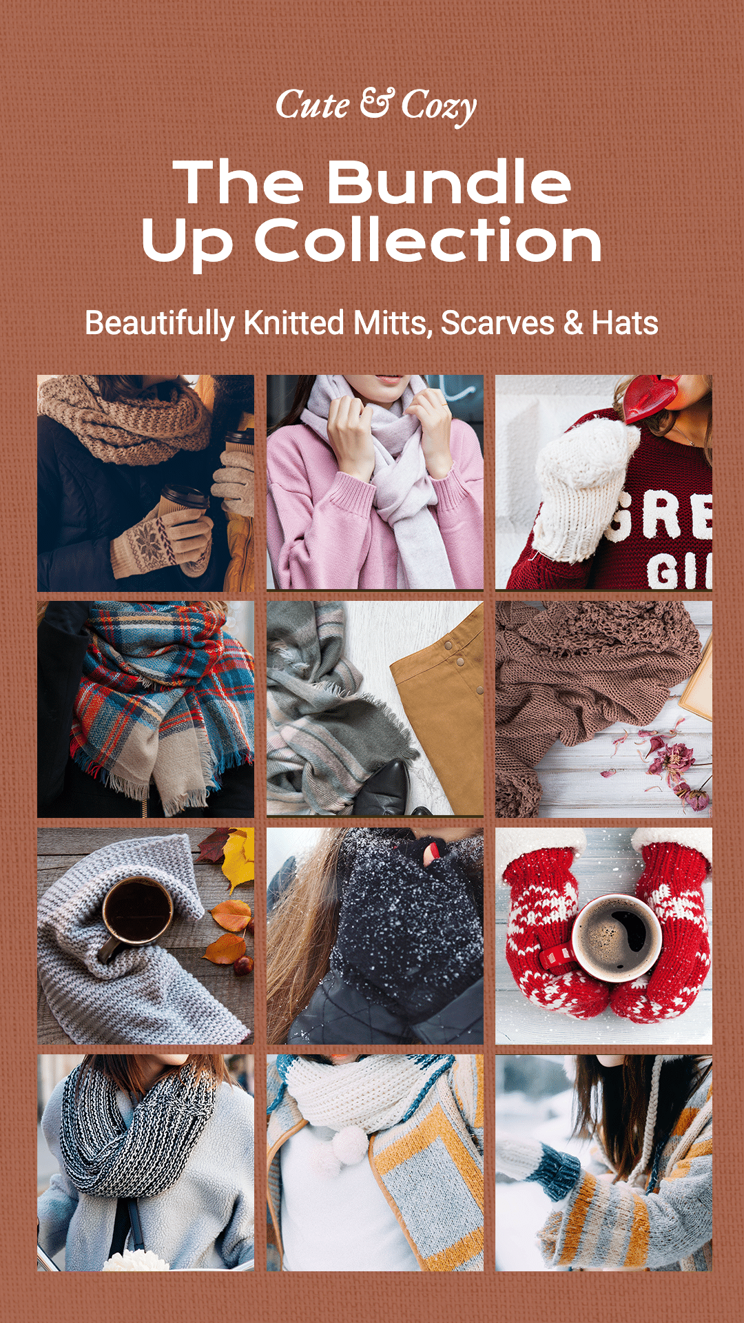 Winter Knitted Mitts Scarves Hats Collection 