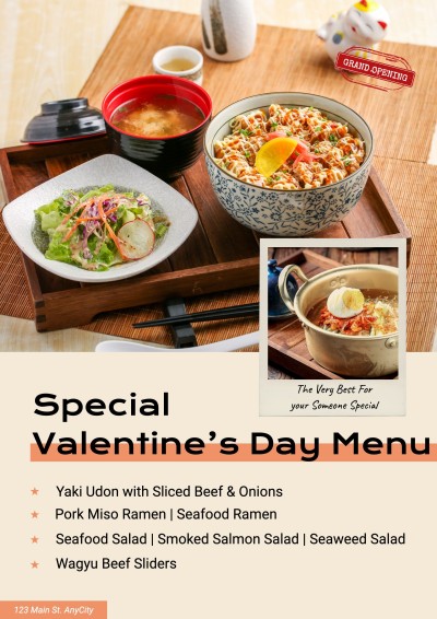 Valentine’s Day Menu Japanese Food Promotion Flyer