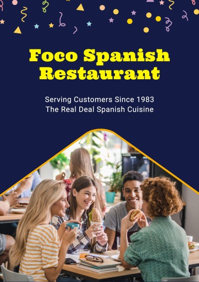 Creative Cartoon Star Element Spanish Restaurant Grand Opening Propaganda Flyer