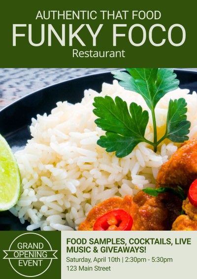 Fresh Style Circle Element Thai Restaurant Grand Opening Propaganda Flyer