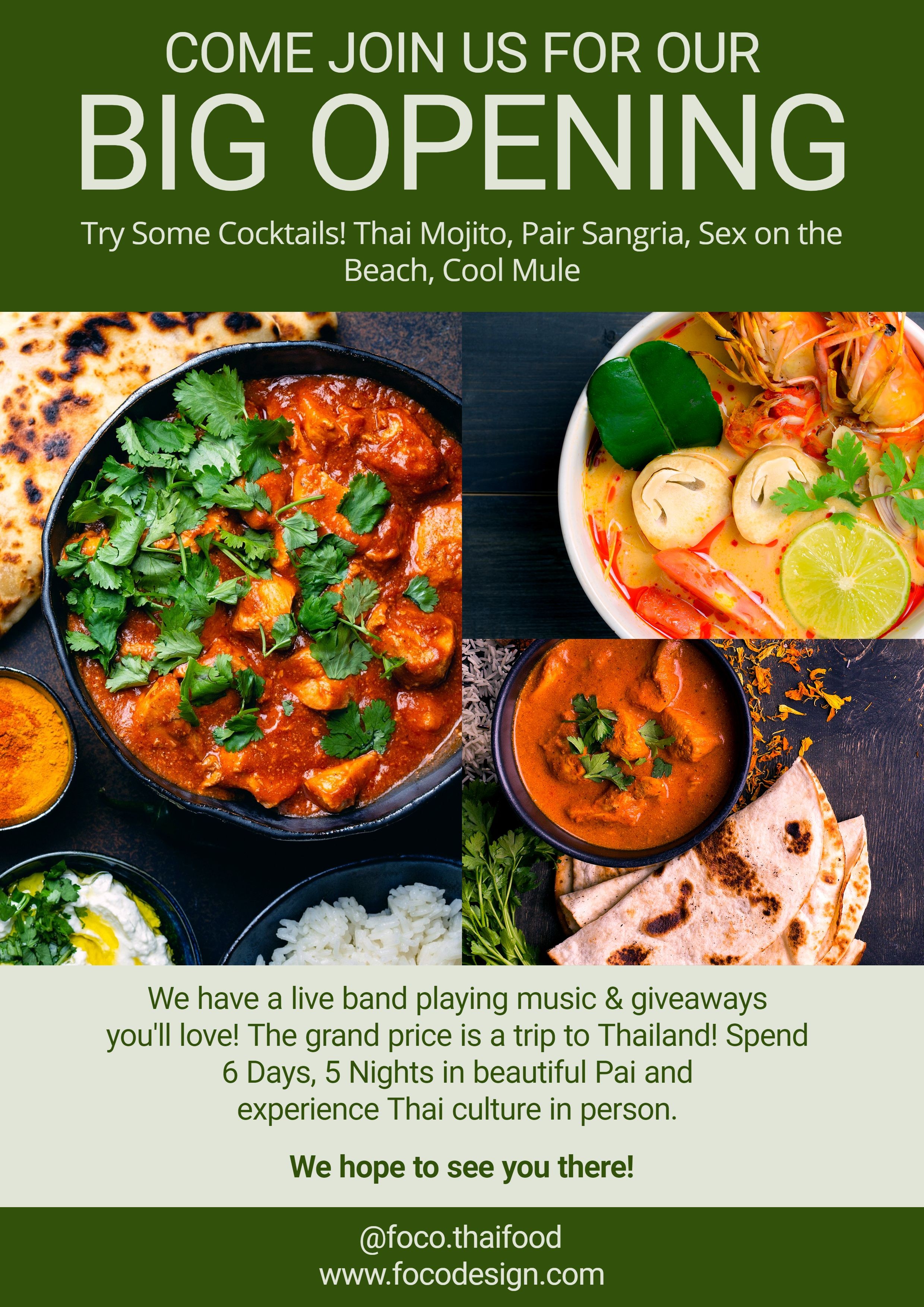 Thai Restaurant Big Grand Opening Propaganda Flyer