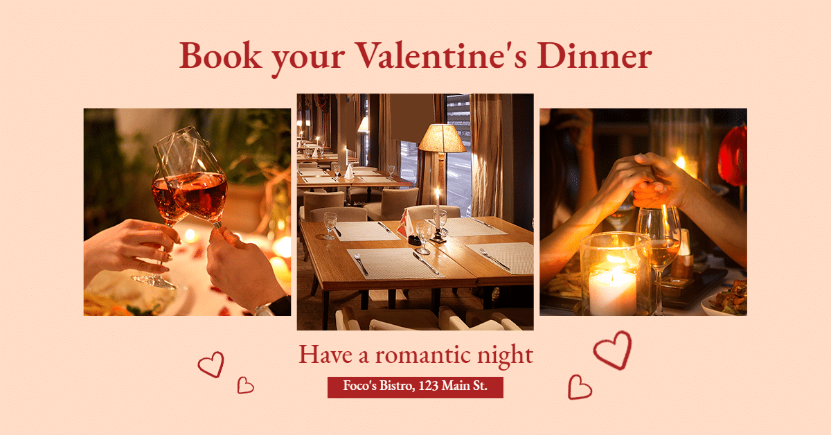 Valentine's Day Dinner Reservation Ecommerce Banner预览效果