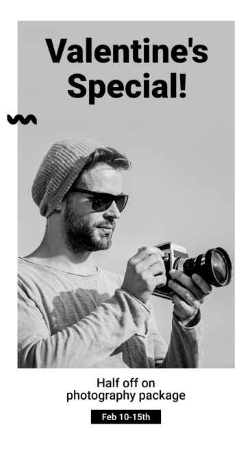 Simple Photography Services Lover's Day Discount Ecommerce Story预览效果