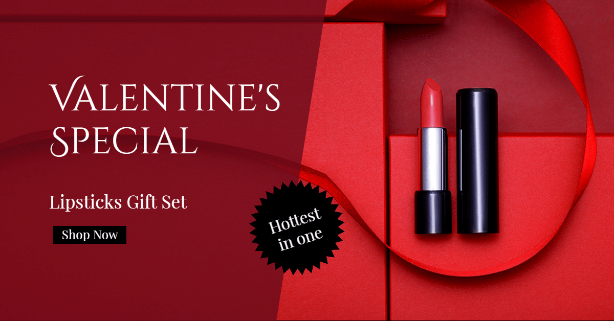 Luxury Valentine's Day Lipsticks Gift Set Sale Ecommerce Banner预览效果