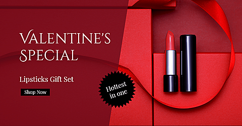 Luxury Valentine's Day Lipsticks Gift Set Sale Ecommerce Banner
