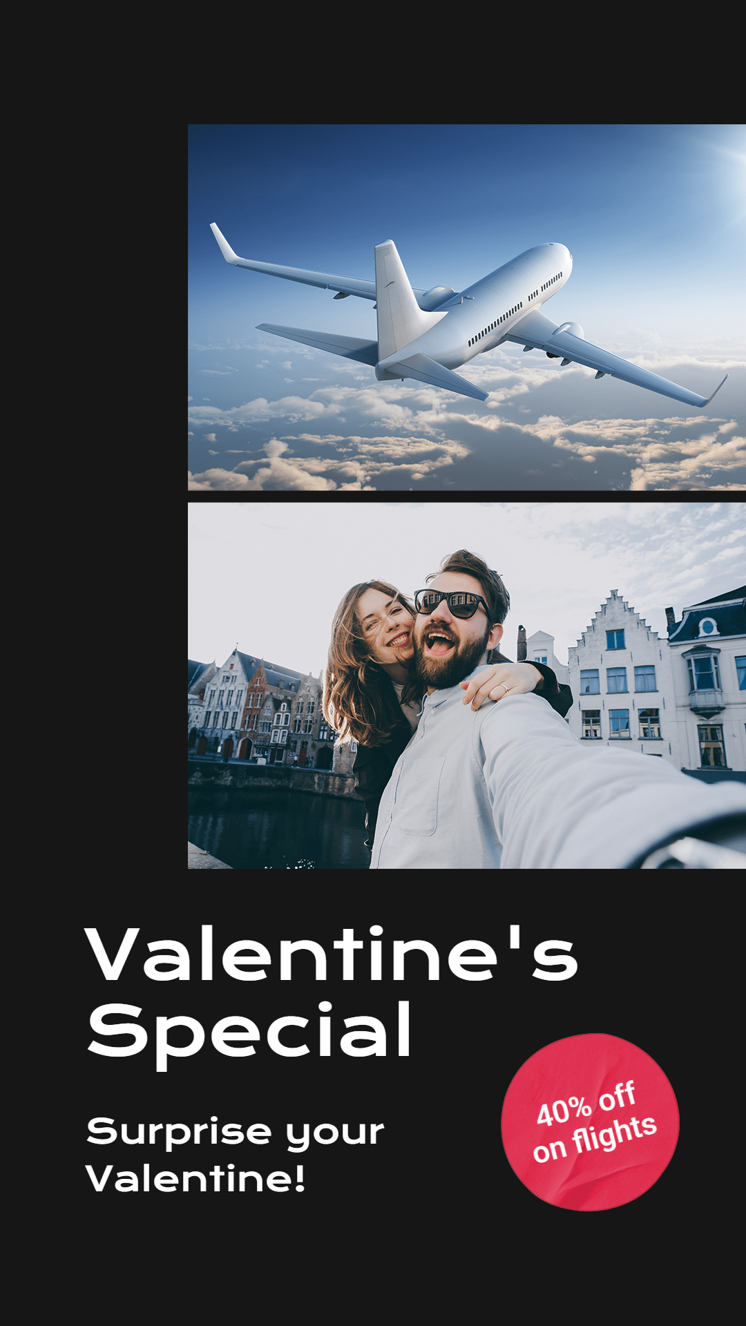 Creative Couple Travel Selfie Valentine's Day Promotion Ecommerce Story