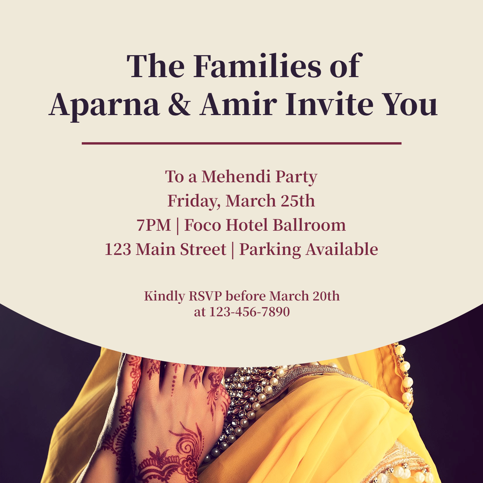 Mehendi Party Invitation Letter
