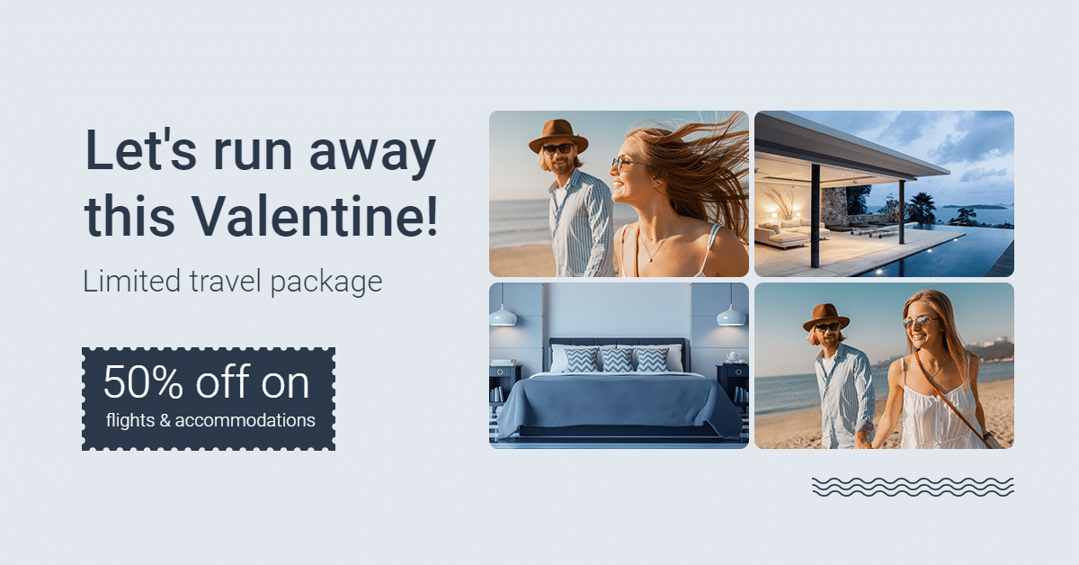 Valentine's Day Limited Travel Package Promotion Ecommerce Banner预览效果