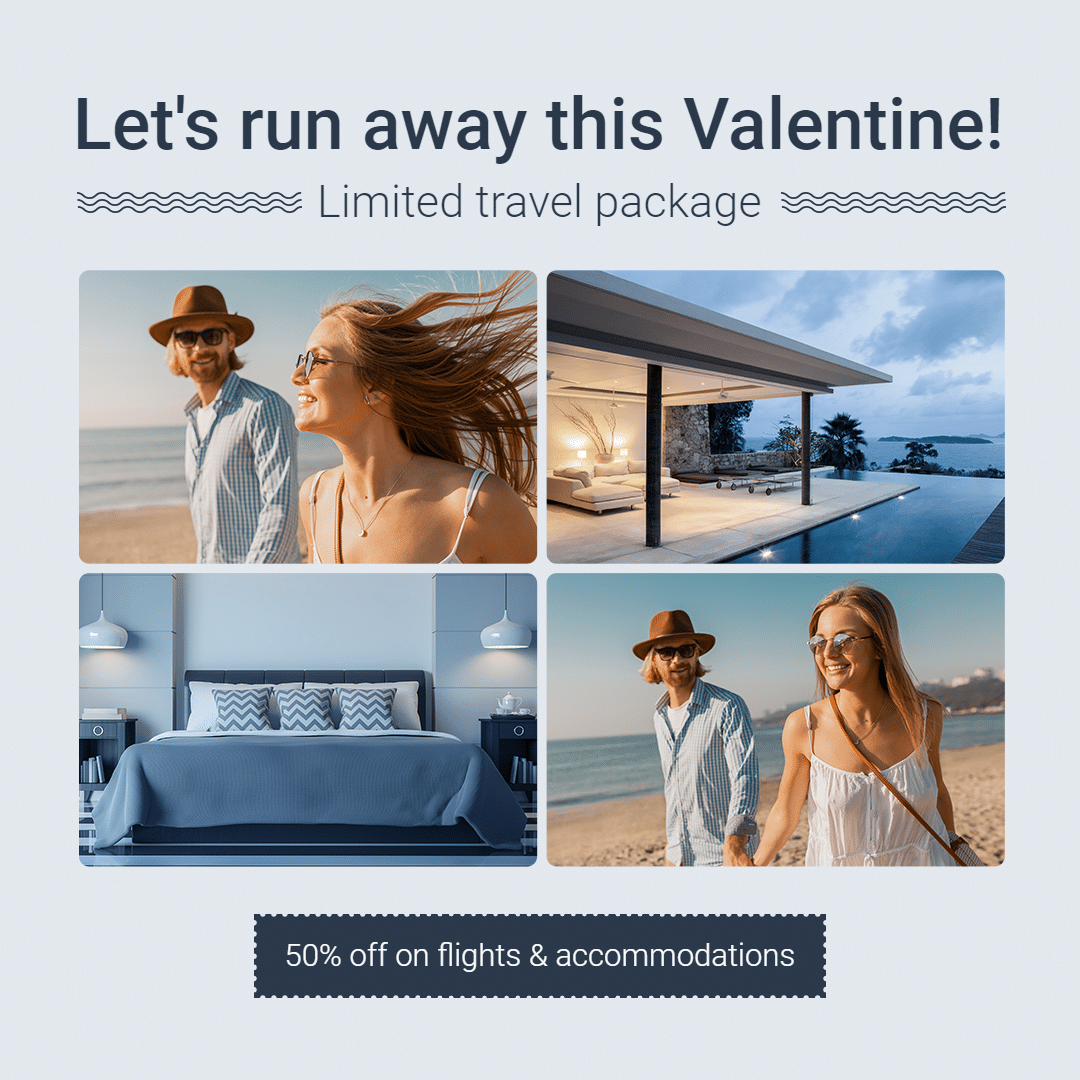 Valentine's Day Limited Travel Package Promotion Ecommerce Product Image