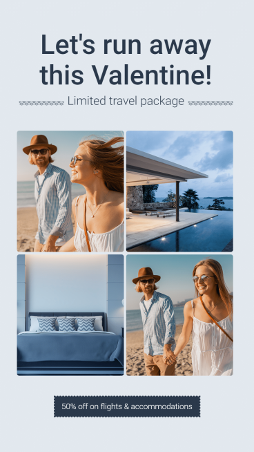 Valentine Travel Package Promotion Fashion Simple Style Poster Ecommerce Story预览效果