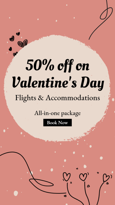 Simple Tourism Packages Lover's Day Discount Ecommerce Story预览效果