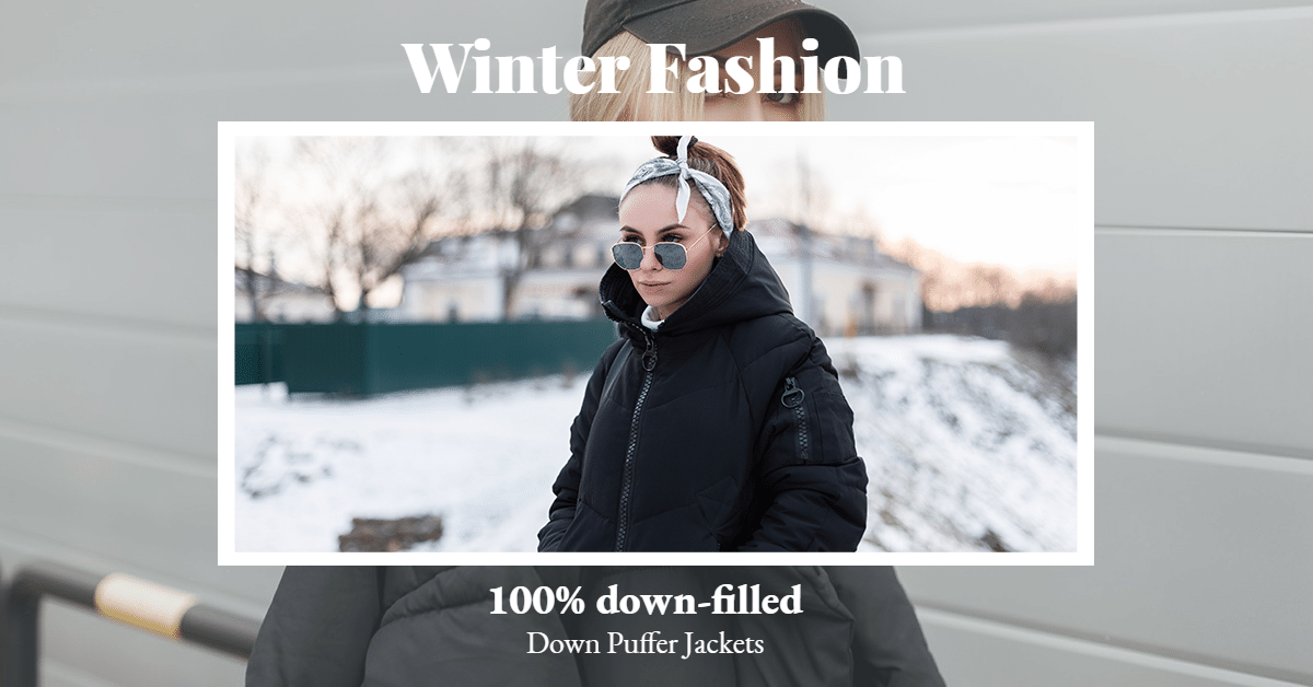 Literary Women Jacket Winter New Year Sale Ecommerce Banner预览效果