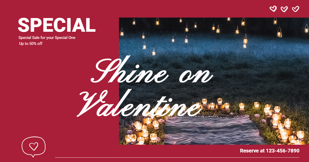 Special Dinner Reservation Valentine’s Day Promotion Ecommerce Banner预览效果