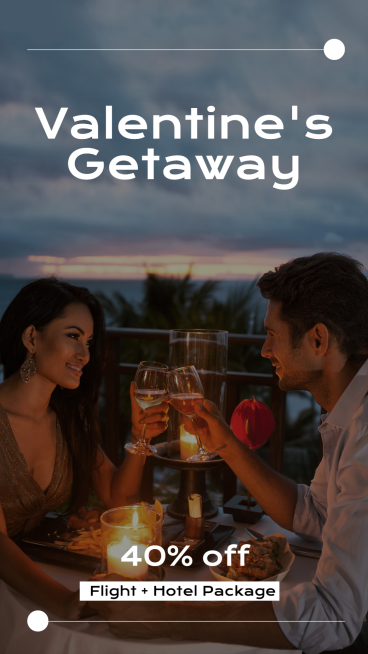 Valentine's Day Vacation Package Discount Deal Promo Ecommerce Story预览效果