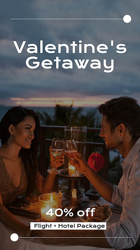 Valentine's Day Vacation Package Discount Deal Promo Ecommerce Story