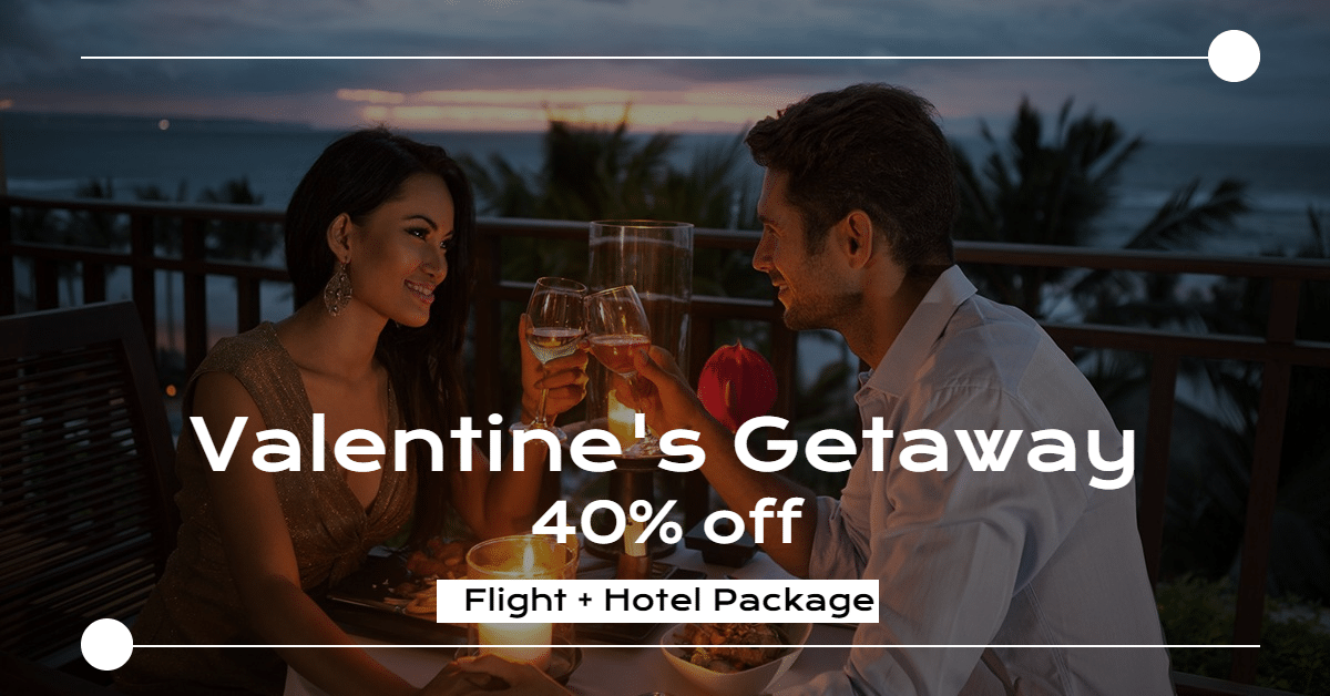 Valentine’s Day Couple Travel Packages Poster Simple Fashion Style Ecommerce Banner