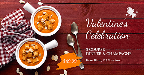 Fashion Restaurant Valentine's Day Discount Ecommerce Banner