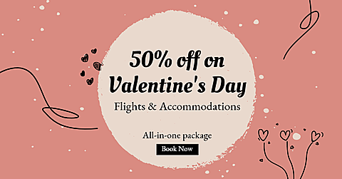 Simple Tourism Packages Lover's Day Discount Ecommerce Banner