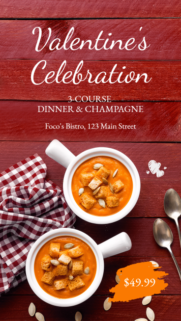 Fashion Restaurant Valentine's Day Discount Ecommerce Story预览效果
