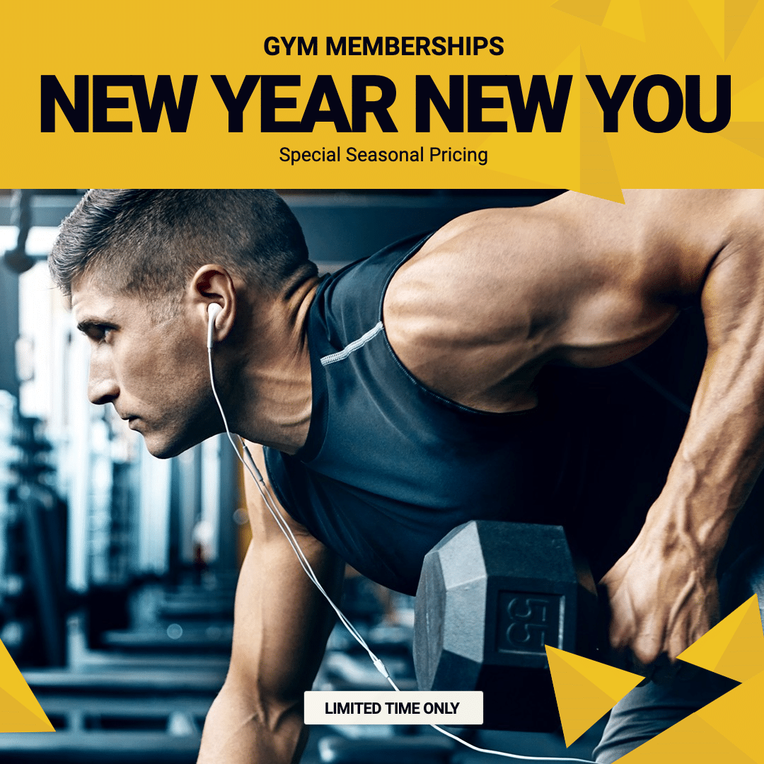 Gym Fitness Services New Year Deals Promo Ecommerce Product Image