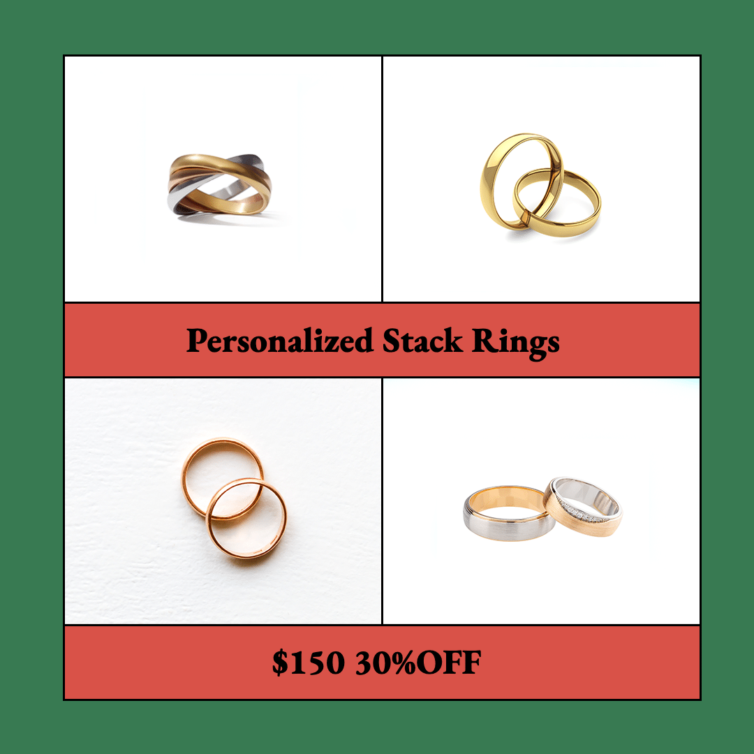 Literary Christmas Ring Accessories Personalized Stack Ring Promo Ecommerce Product Image