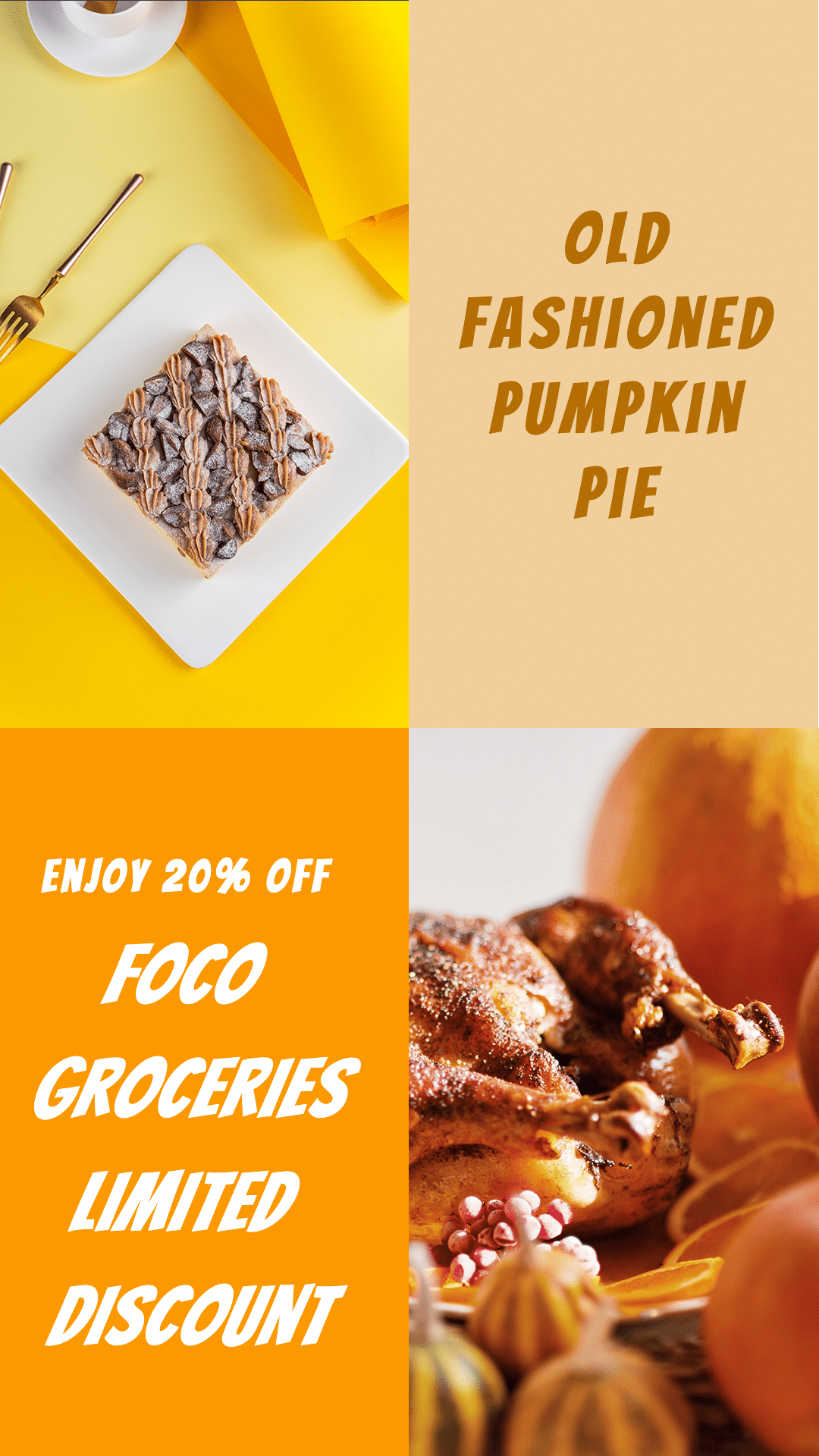 Simple New Year Pumpkin Pie Discount Ecommerce Story预览效果