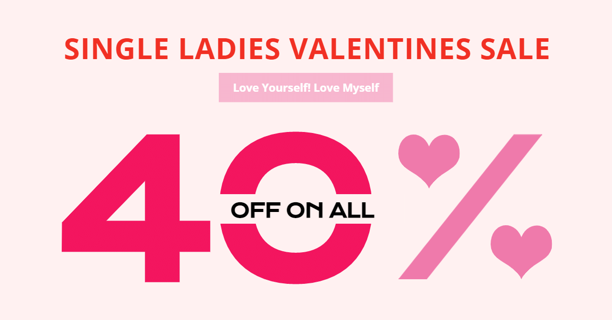 Simple Literary Style Pink Rectangle Element Valentine's Day Discount Sale Ecommerce Banner预览效果