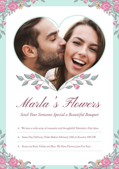 Flowers Store Valentine's Day Promotion Simple Fashion Style Flyer
