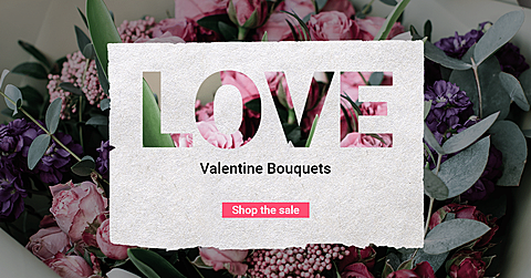 Literary Valentine Bouquets Promotion Ecommercce Banner