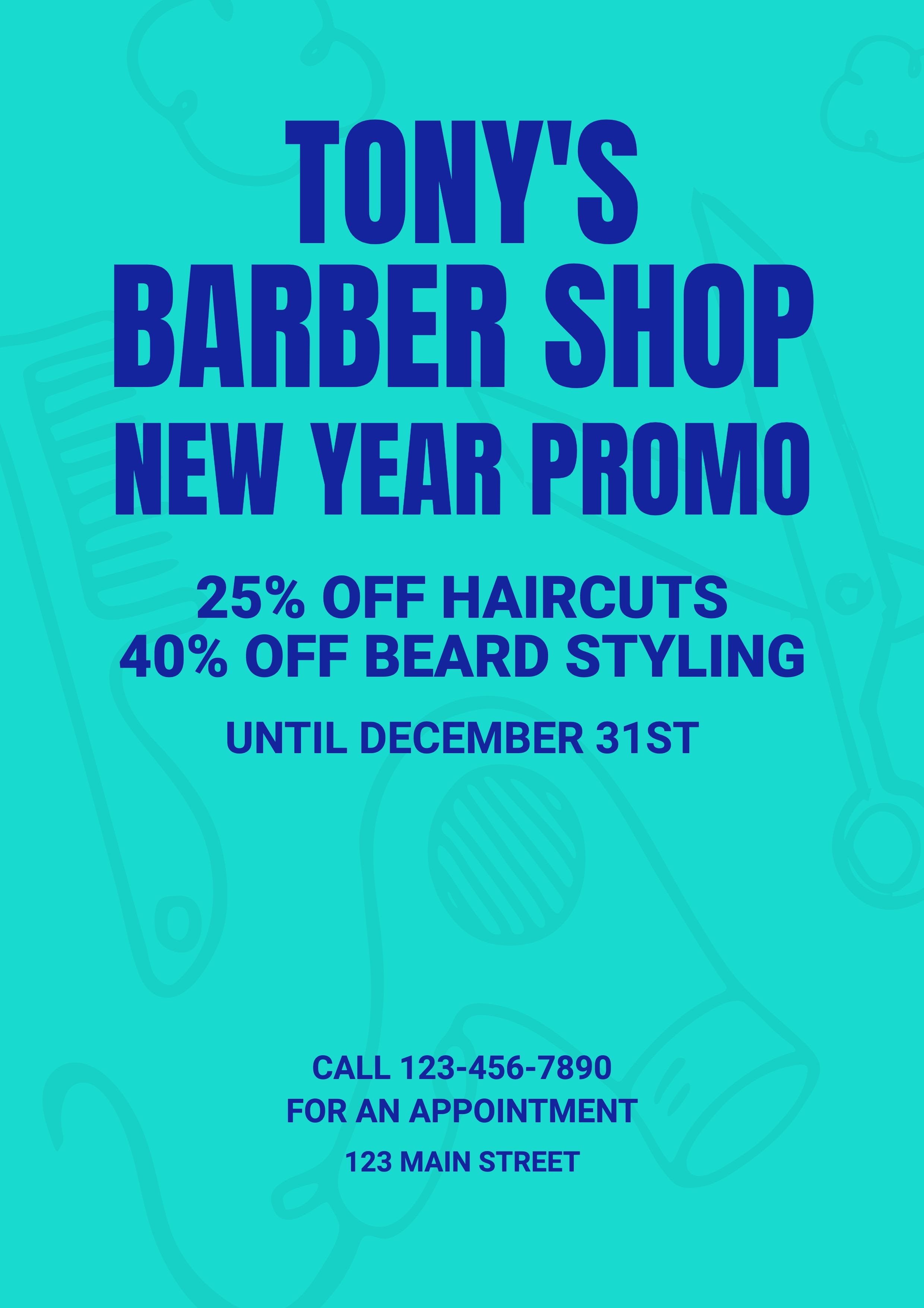 Barber Shop New Year Festival Discount Propagating Poster