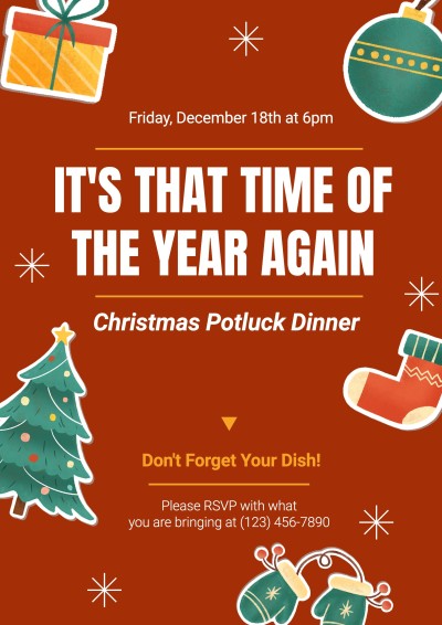 Christmas Potluck Dinner Party Poster