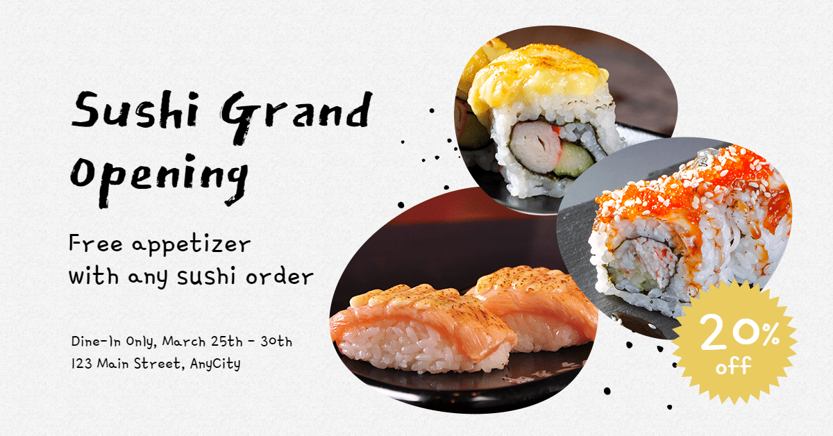 Creative Sushi Grand Opening Discount Ecommerce Banner预览效果