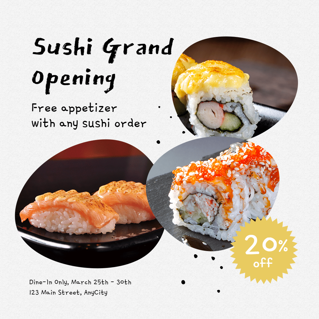 Creative Sushi Grand Opening Discount Ecommerce Product Image