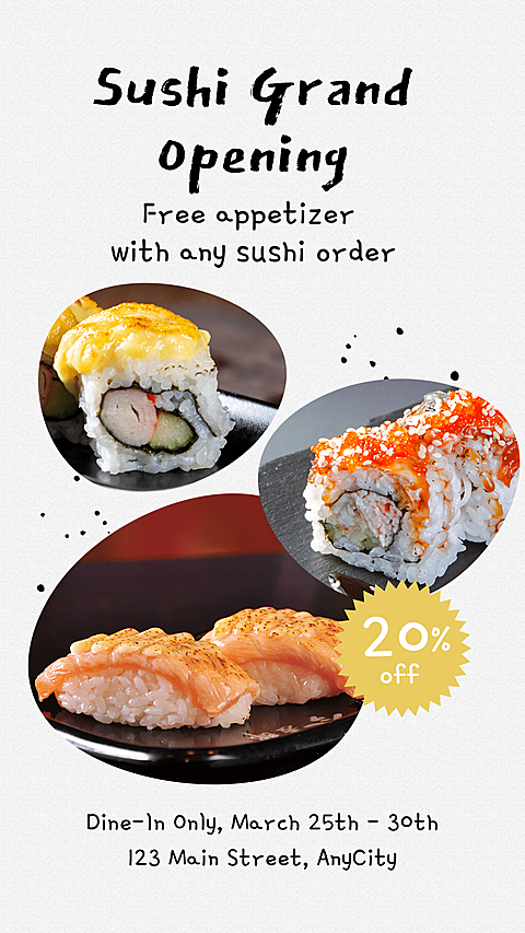 Sushi Grand Opening Propaganda Template Poster Ecommerce Story