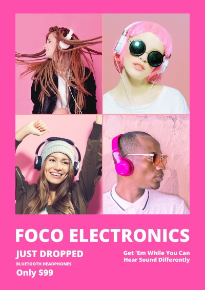 Fashion Style Headphones Display Promotion Poster