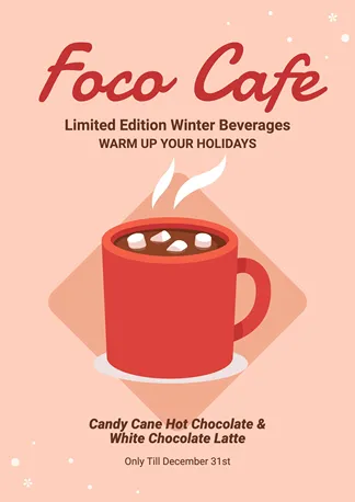 Winter Cafe Beverages Christmas Promotion Poster