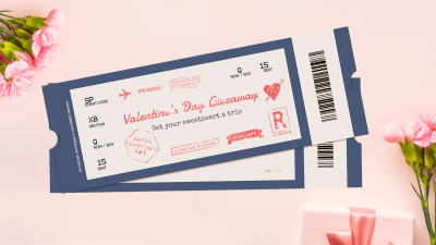 Fashion Valentine's Day Travel Plane Ticket Facebook Event Cover
